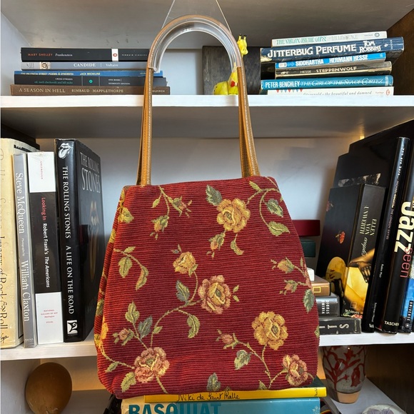 Zalo Handbags - Floral Red and Gold Women's Bag